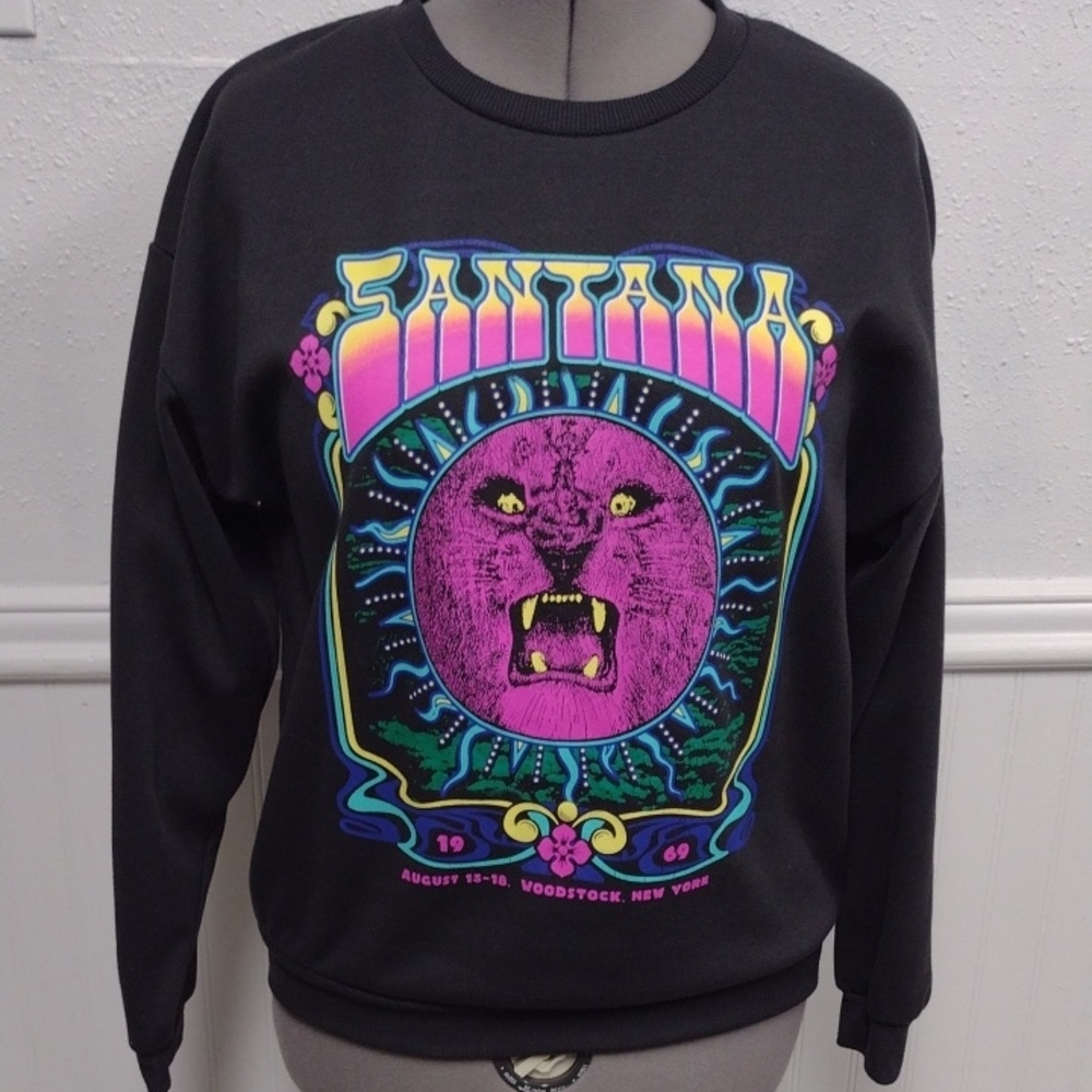 Carlos Santana Black Graphic Crewneck Sweater
